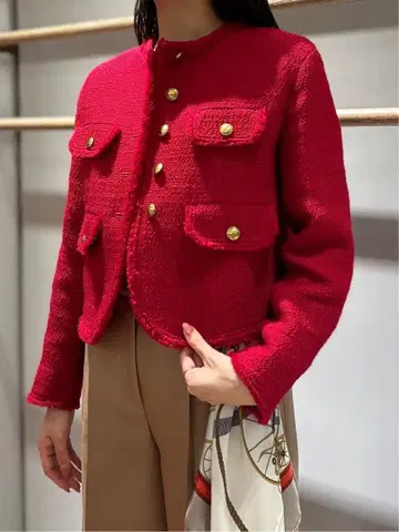 새상품급 tomorrowland 부클레 팬시 크루넥 자켓 빨간색