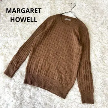 마가렛호웰 캐시미어 혼방 케이블 니트 브라운 일본제