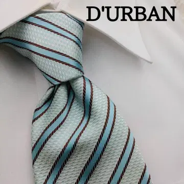더반 고급 실크 넥타이 스트라이프 패턴 라이트 블루