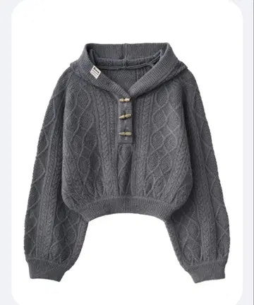 JIMWAG 케이블 니트 후디 그레이
