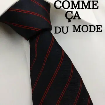 꼼사데모드 고급 실크 넥타이 스트라이프 패턴 블랙