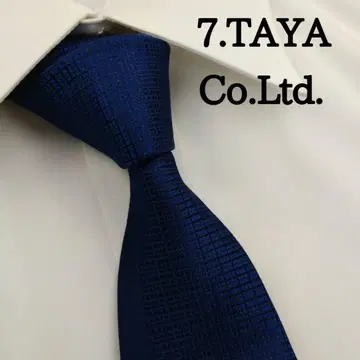 타야 고급 실크 넥타이 올 패턴 네이비