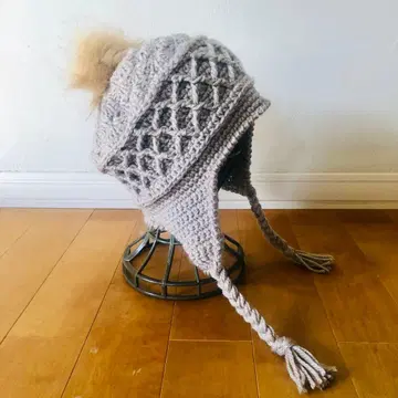 손뜨개질 귀도리 니트 모자 카페오레