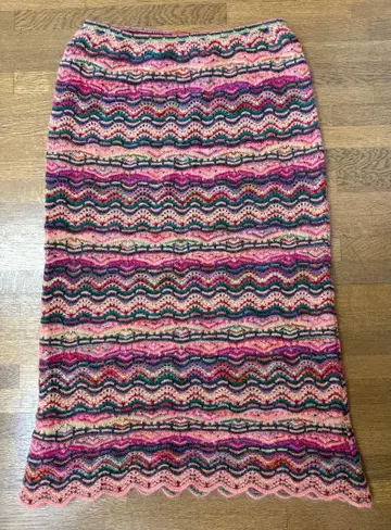 MISSONI 니트 스커트 파도 무늬 살몬 핑크 멀티 컬러 이탈리아제