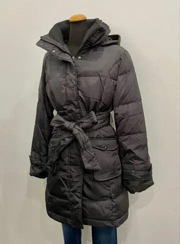 3L 차콜 벨트 포함 다운 자켓 코트