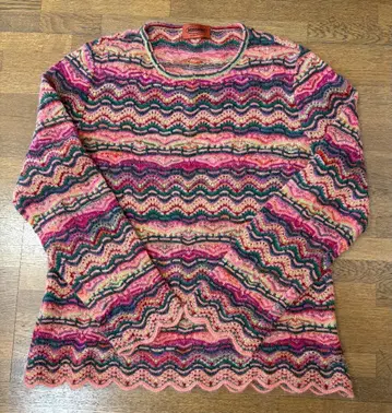 MISSONI 니트 스웨터 긴팔 물결 패턴 멀티 컬러 이탈리아제