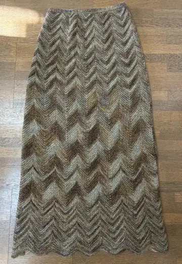 미사용 새상품 MISSONI 니트 스커트 물결 패턴 골드 계열 멀티 컬러