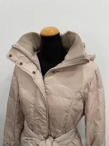 3L 베이지 벨트&후드 부착 다운 자켓 코트