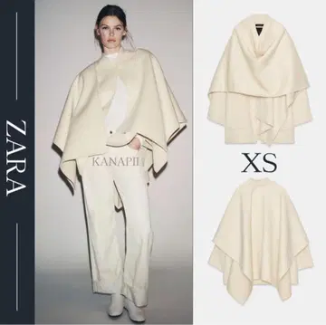 ZARA ZW COLLECTION 울 케이프 코트 XS 에크루