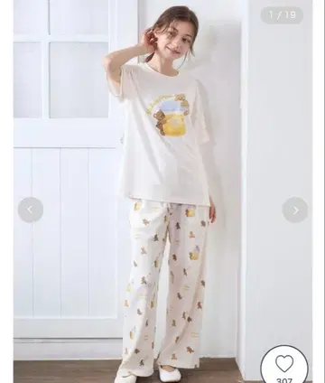 gelatopique 허니 베어 패턴 롱 팬츠