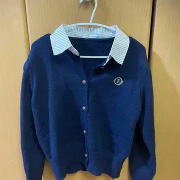 네이비 스트라이프 옷깃 가디건