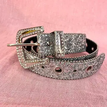 y2k 실버 글리터 벨트 큐빅 2000 하마사키 아유미 갸루