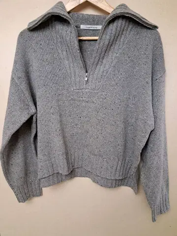 컬러 네프 하프 지퍼 니트 그레이