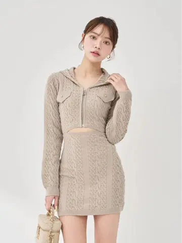 Darich 신상 오픈 케이블 니트 미니 원피스