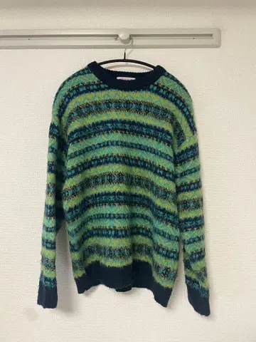 모헤어 니트 그린과 파랑