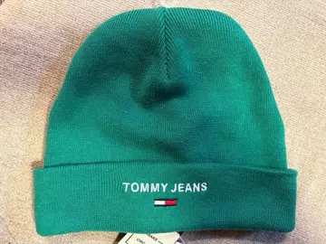 TOMMY JEANS 그린 니트 모자 ONE SIZE
