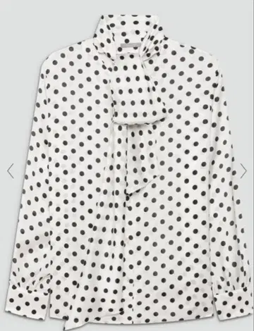 물방울 패턴 리본 포함 긴팔 블라우스 띠어리