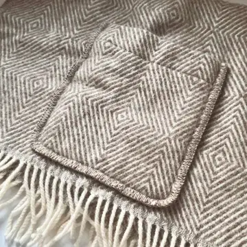 라푸안칸크리 포켓 숄 담요 브라운 x 화이트