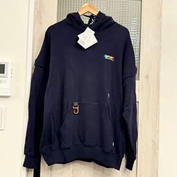 미사용 새상품 마나스태쉬 코튼헴프 풀오버 후드티 L 네이비