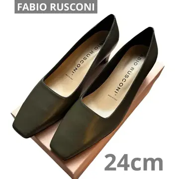 새상품 FABIO RUSCONI 스퀘어 펌프스 카키 24cm