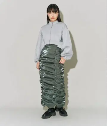 택 포함 개더 스커트 카키 terrace