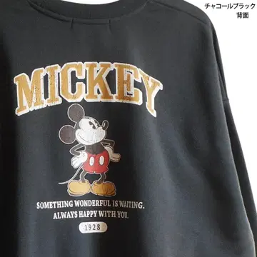 디즈니 미키 트레이닝복 속기모 L 블랙 구제 의류풍 백 프린트 레트로