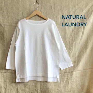 미사용 새상품 NATURAL LAUNDRY 7부 소매 티셔츠 화이트