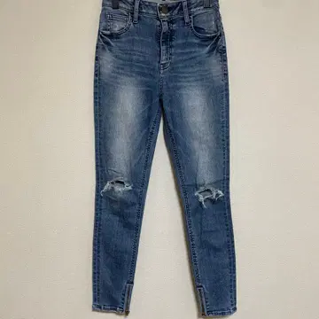 rienda 데미지 하이웨스트 스키니 데님 블루 새상품급 (5)