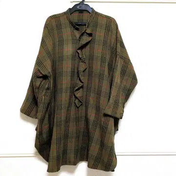 45R 올리브 그린 체크 무늬 튜닉