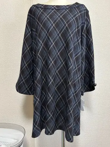 MISSEL 사이즈 L 체크 무늬 오부 소매 튜닉 미사용 6950
