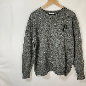 하자품 papas 파파스 남성용 니트 스웨터 울 로고 L 캐주얼