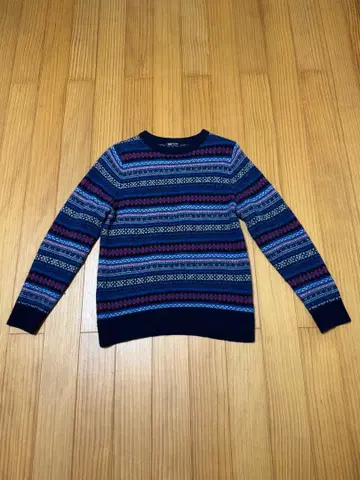 새상품급 BEAMS 빔즈 페어아일 패턴 100% 울 스웨터 L 사이즈