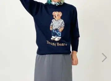 테디베어 포근하고 부드러운 자카드 편직 크루넥 스웨터