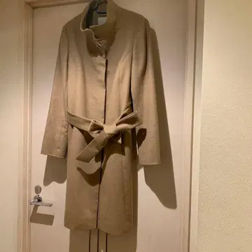 자유구 베이지 롱 코트 캐시미어 100%