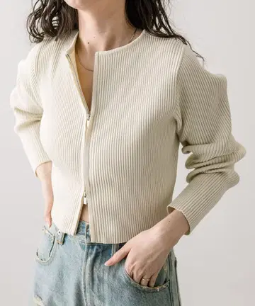 mystic(미스틱) W 지퍼 니트 아이보리