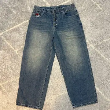 YOUNG 자수 인디고 데님