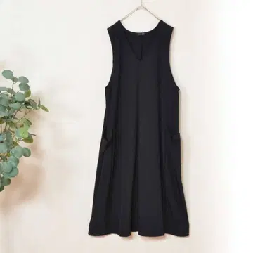 L~LL 빅 사이즈 V넥 오버롤 스커트 여성용/블랙