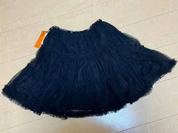 택 포함 미사용 새상품 블랙 튤 프릴 미니 스커트