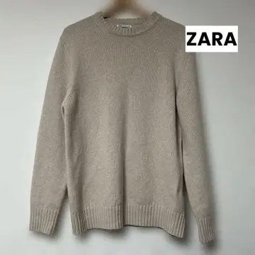 ZARA 베이지 크루넥 니트 L 사이즈 리브 심플
