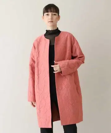 히로코코시노 핑크 퀼팅 롱 코트
