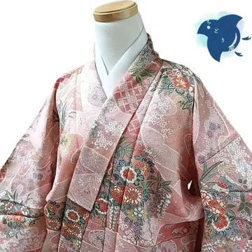 C35 치도리야 기모노 코몬 꽃 핑크