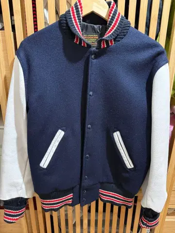 SKOOKUM 바시티 자켓 USA제 네이비 화이트 M 36 새상품급 정품