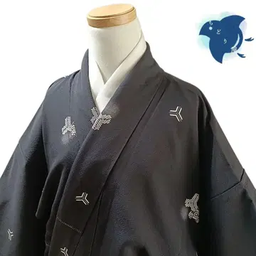 C35 치도리야 기모노 코몬 꽃 블랙