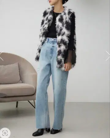 푸들 인조 모피 베스트