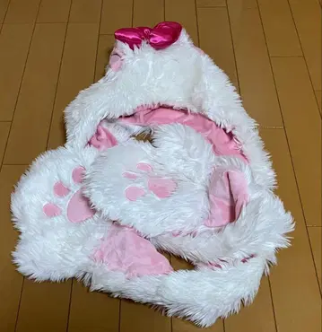 도쿄 디즈니 리조트 귀 달린 후드 화이트와 핑크