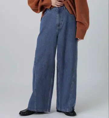 새상품 렙심 절개 와이드 데님 인디고 블루 L