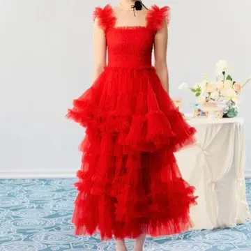 [ 새상품급 ] 트리트유어셀프 드레스 튤 원피스 빨간색 레드