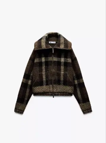 [ ZARA ] 체커 패턴 봄버 니트 자켓