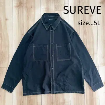 SUREVE 셔츠 자켓 빅 사이즈 5L 블랙 흑백