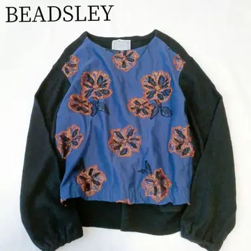 [ 비어즐리/BEARDSLEY ] 니트 꽃무늬 도킹 울 자카드